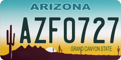 AZ license plate AZF0727