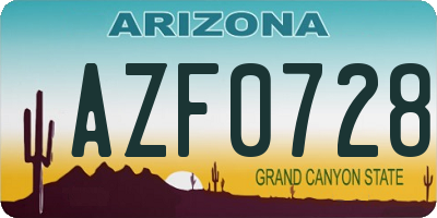 AZ license plate AZF0728