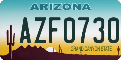 AZ license plate AZF0730