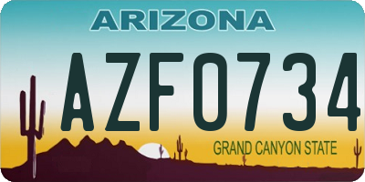 AZ license plate AZF0734