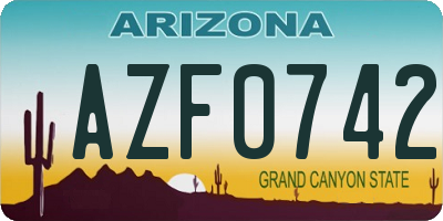 AZ license plate AZF0742