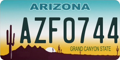 AZ license plate AZF0744