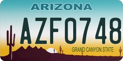 AZ license plate AZF0748