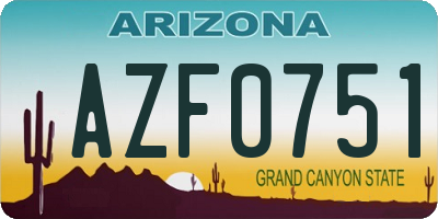 AZ license plate AZF0751