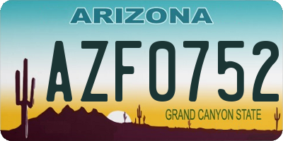 AZ license plate AZF0752
