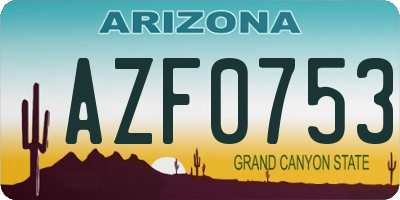 AZ license plate AZF0753