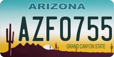 AZ license plate AZF0755