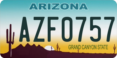 AZ license plate AZF0757
