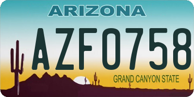 AZ license plate AZF0758