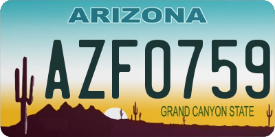AZ license plate AZF0759