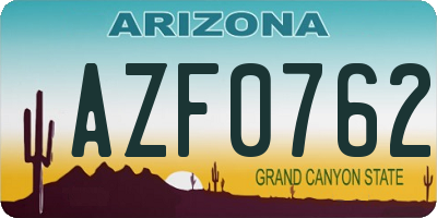 AZ license plate AZF0762