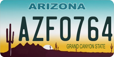 AZ license plate AZF0764