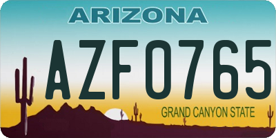 AZ license plate AZF0765