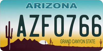 AZ license plate AZF0766