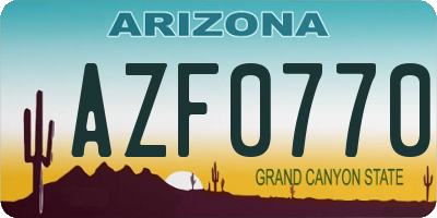AZ license plate AZF0770