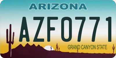 AZ license plate AZF0771