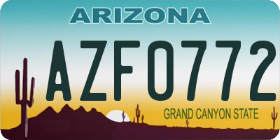 AZ license plate AZF0772