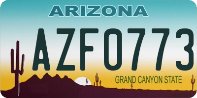 AZ license plate AZF0773