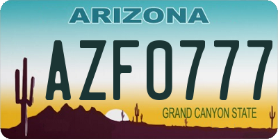AZ license plate AZF0777