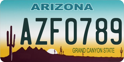 AZ license plate AZF0789