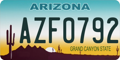 AZ license plate AZF0792