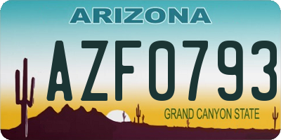 AZ license plate AZF0793