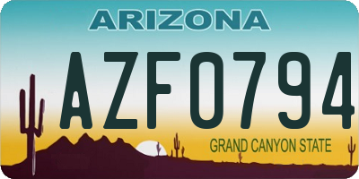 AZ license plate AZF0794
