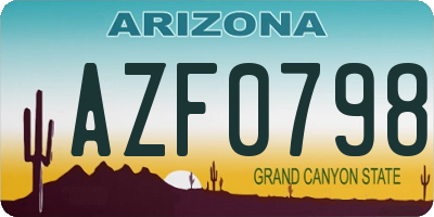 AZ license plate AZF0798