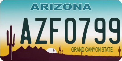AZ license plate AZF0799