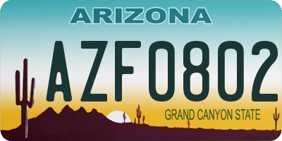 AZ license plate AZF0802