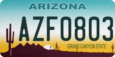 AZ license plate AZF0803