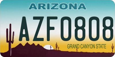 AZ license plate AZF0808