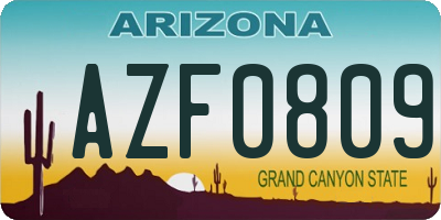 AZ license plate AZF0809