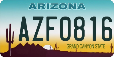 AZ license plate AZF0816