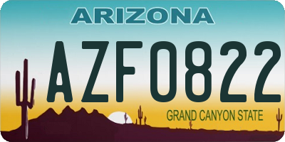 AZ license plate AZF0822