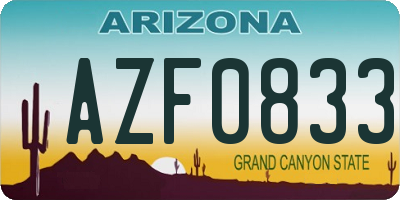 AZ license plate AZF0833