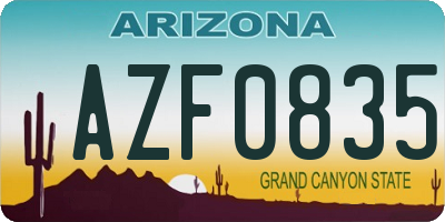 AZ license plate AZF0835
