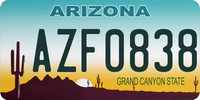 AZ license plate AZF0838