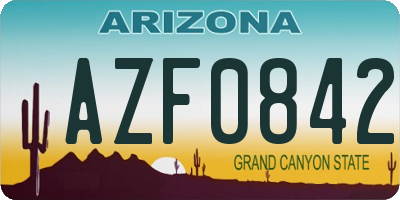AZ license plate AZF0842