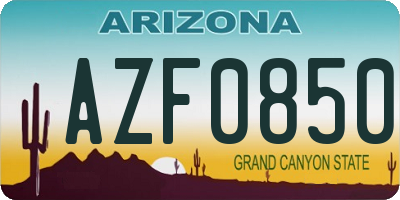 AZ license plate AZF0850