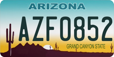AZ license plate AZF0852