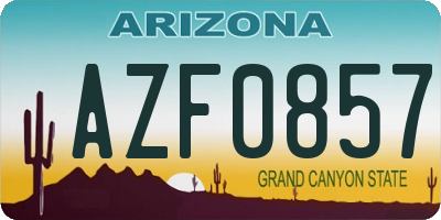 AZ license plate AZF0857