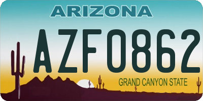 AZ license plate AZF0862