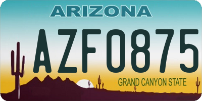 AZ license plate AZF0875