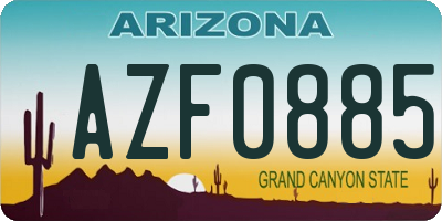 AZ license plate AZF0885
