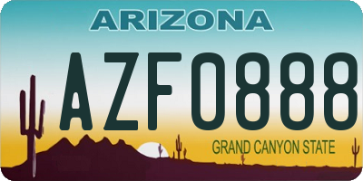 AZ license plate AZF0888