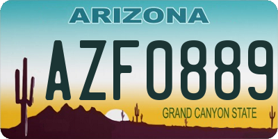 AZ license plate AZF0889