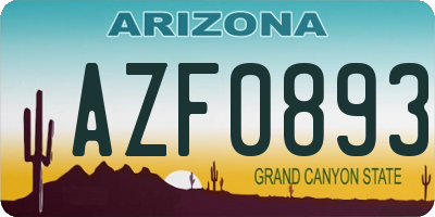 AZ license plate AZF0893