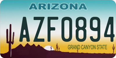AZ license plate AZF0894