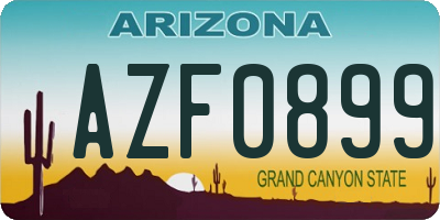 AZ license plate AZF0899